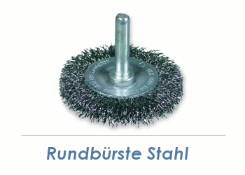 75 x 8-10 x 0,3mm Schaft-Rundbürste gewellt Einzeldraht Stahl (1 Stk.)