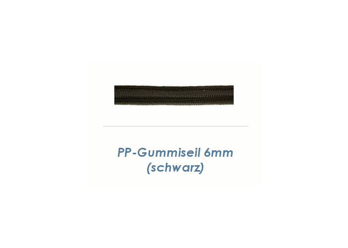 6mm PP- Gummiseil Schwarz -  - ihr Onli