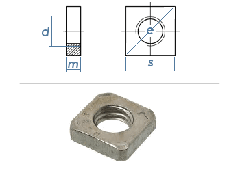 M2,5 Vierkantmuttern niedrig DIN562 Edelstahl A2 (10 Stk.)