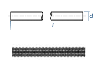 M10 x 100mm Gewindebolzen DIN976 Edelstahl A2 (1 Stk.)