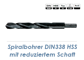 16mm HSS Spiralbohrer rollgewalzt mit reduziertem Schaft (1 Stk.)