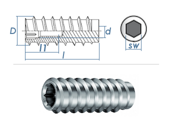 M6 x 30 x AD12mm Rampa Muffe Typ SKL Stahl verzinkt (1 Stk.)