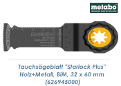 32 x 60mm Metabo Bi-Metall Tauchsägeblatt Starlock...