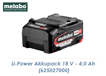 Metabo Li-Power Akkupack 18 V - 4,0 Ah  (1 Stk.)