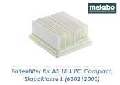 Metabo Faltenfilter für AS 18 L PC Compact Sauger (1...