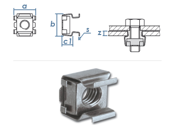 M6 Kastenmuttern KB:3,6-4,5mm Stahl verzinkt (10 Stk.)