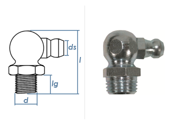 M10 x 1mm Schmiernippel 90° DIN71412-C Stahl verzinkt (1 Stk.)