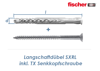 8 x 160mm Fischer Langschaftdübel SXRL-T inkl. TX30 Schraube (1 Stk.)