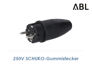 230V/16A Schutzkontakt Gummi-Stecker schwarz (1 Stk.)
