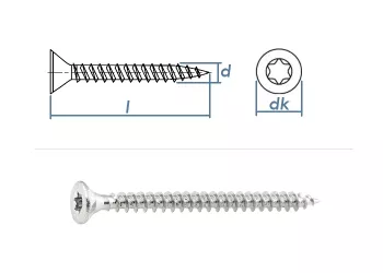 5 x 20mm Spanplattenschrauben VG TX25 Stahl verzinkt (100 Stk.)