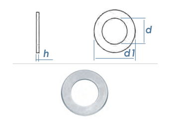 5,3mm Unterlegscheiben DIN433 / ISO7092  Stahl verzinkt  (100 Stk.)