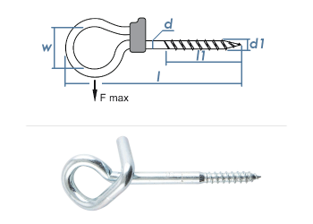 10 x 160mm Sicherheitsschraubhaken gewunden verzinkt mit Holzgewinde (1 Stk.)