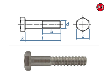 M6 x 40mm Sechskantschrauben DIN931 Teilgewinde Edelstahl A4 (10 Stk.)