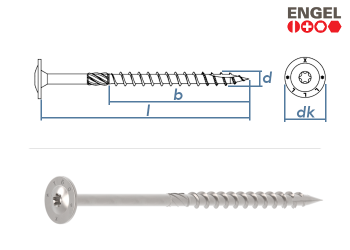 6 x 140mm Holzbauschrauben E-Jet TX mit Tellerkopf u. Reibschaft verzinkt (10 Stk.)