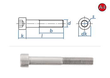 M8 x 40mm Zylinderschrauben DIN912 Edelstahl A4 (10 Stk.)