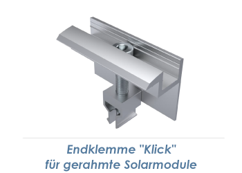 32mm Endklemme "Klick" Alu blank, vormontiert (1 Stk.)