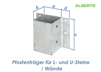 91mm Pfostenträger für L- und U-Steine / Mauern (1 Stk.)