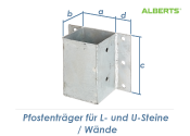91mm Pfostentr&auml;ger f&uuml;r L- und U-Steine / Mauern (1 Stk.)