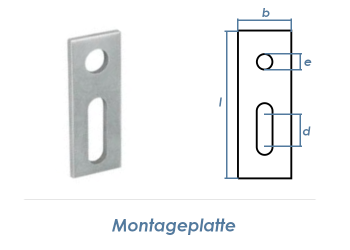 82 x 30 x 5mm Montageplatte M10 Edelstahl (1 Stk.)