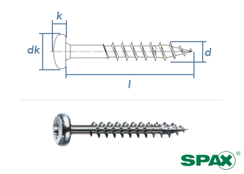 6 x 100mm SPAX Universalschraube T-STAR plus Pan Head TG Stahl Wirox-silber (1 Stk.)