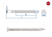 5 x 50mm Terrassenschrauben TX mit Sch&auml;lrippen u. Schabenut Edelstahl A4 (10 Stk.)