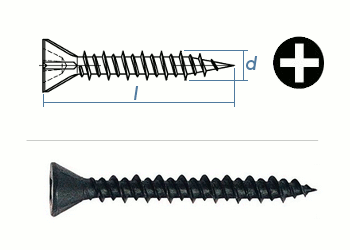 3,9 x 35mm Faserplattenschrauben HI-LO Stahl phosphatiert (100 Stk.)