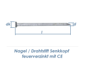 3,1 x 70mm Drahtstifte Senkkopf EN10230 feuerverzinkt...