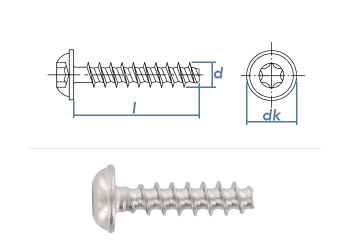 2,5 x 8mm Flachrundkopfschraube TX für Thermoplaste Edelstahl A2 (10 Stk.)