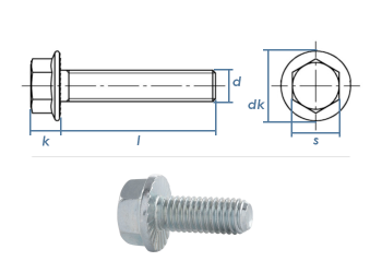 M5 x 16mm Sechskantschrauben mit Flansch und Sperrverz. ähnl. DIN6921 Stahl verzinkt FKL8.8 (10 Stk.)