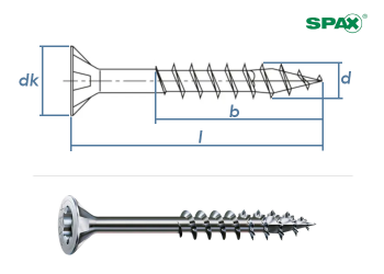 8 x 160mm SPAX Konstruktionsschrauben TX Senkkopf Stahl Wirox-silber (1 Stk.)