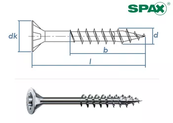 8 x 180mm SPAX Konstruktionsschrauben TX Senkkopf Stahl Wirox (1 Stk.)