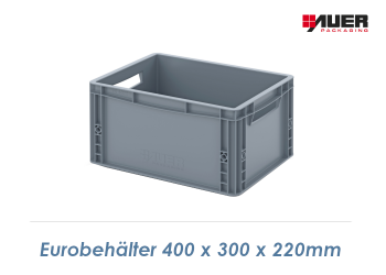 400 x 300 x 220mm Eurobehälter Grau offen (1 Stk.)