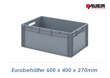 600 x 400 x 270mm Eurobehälter Grau offen (1 Stk.)