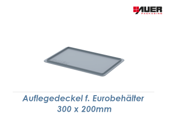 300 x 200mm Auflegedeckel Grau f. Eurobehälter (1 Stk.)