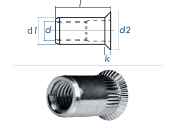 M4 x 5,9 x 11,5mm Blindnietmutter Senkkopf Stahl verzinkt (10 Stk.)