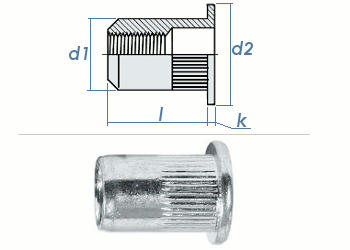 M5 x 6,9 x 15mm Blindnietmutter Flachkopf AlMg5 (10 Stk.)