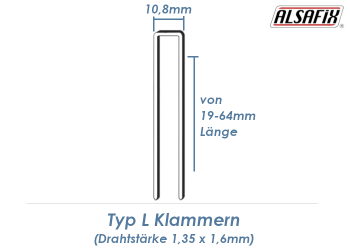 45mm Klammern Typ L verzinkt geharzt (1 Pkg. zu 10.400 Stk.)