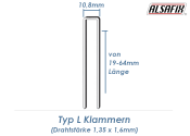 45mm Klammern Typ L verzinkt geharzt (1 Pkg. zu 10.400 Stk.)