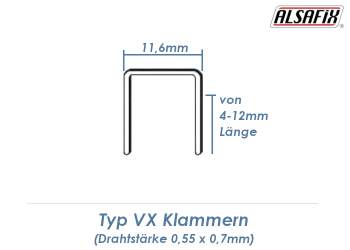 8mm Klammern Typ VX (1 Pkg. zu 5000 Stk.)