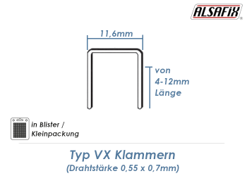 8mm Klammern Typ VX (1 Pkg. zu 1000 Stk.)