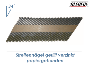 2,8 x 70mm Streifennägel gerillt, 34° papiergebunden, Stahl verzinkt (1 Streifen zu 40 Stk.)