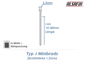 25mm Minibrads Typ J (1 Pkg. zu 1200 Stk.)