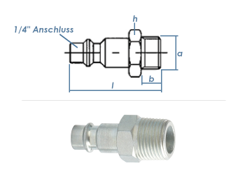 1/4" Stecknippel mit 1/4" Aussengewinde Stahl verzinkt (1 Stk.)