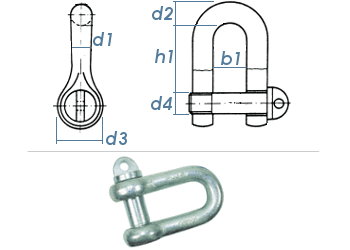 M6 Schäkel mit Kragenbolzen DIN 82101-A verzinkt (1 Stk.)