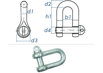 M8 Schäkel mit Kragenbolzen DIN 82101-A verzinkt (1 Stk.)