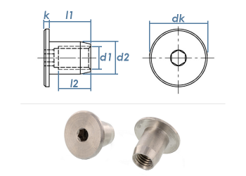 M12 x 18 x 25mm Hülsenmutter mit Flachkopf Edelstahl A1 (1 Stk.)