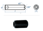 M3 x 6mm Gewindestift Ringschneide DIN916 45H schwarz (10 Stk.)