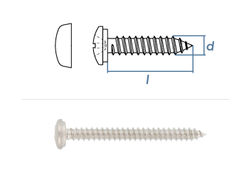 3,9 x 16mm Kappenschrauben PH Edelstahl A2 ~DIN7981 (100 Stk.)