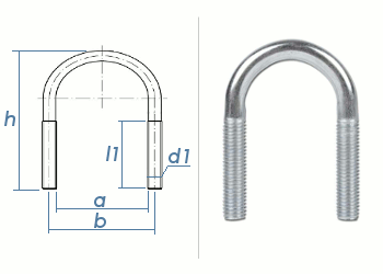 M6 x 28 x 55mm (3/4") Rundstahlbügel ähnl. DIN3570 Stahl verzinkt (1 Stk.)