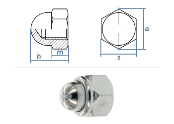 M16 Sicherungs-Hutmutter DIN986 Stahl verzinkt (1 Stk.)